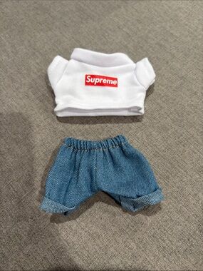 Labubu or XS Doll Supreme White Shirt and Blue Shorts